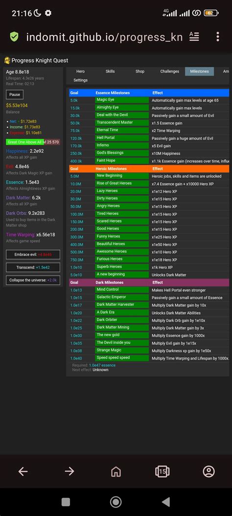 progress knight quest